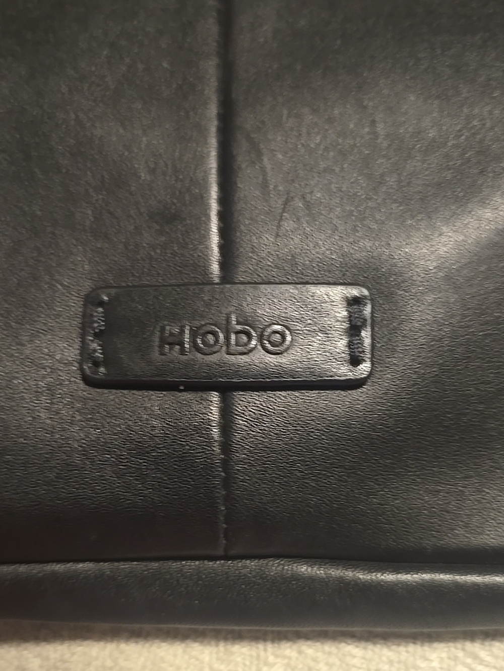 HOBO Black Leather Shoulder Bag with Embossed Logo